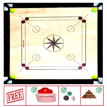 divine 32 Inch Carom Board and Coins & Striker and extra powder pack
